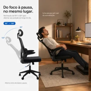 Cadeira Escritório Ergonômica Giratória Reclinável Luminy - Imagem 6