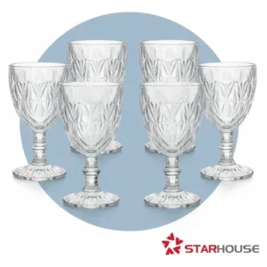 Kit 6 Taças Diamond 330ml Transparente Luxo Vidro Copo Diamante Cristal Suco Agua vinho - Star House - Imagem 4
