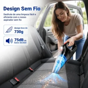 Aspirador De Pó Portátil Carro Sem Fio Com Led Alta Potência - Imagem 8
