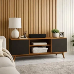Rack Estante Para Sala E Tv - Organizador Com 2 Portas - Imagem 2