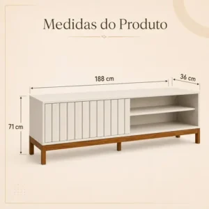 Rack Bancada Para Tv Até 75 Aurora 1.8 Mobler 1 Porta Com Pés Design Sala Moderna Cor Pérola Metalizado/cinamomo Mel - Imagem 7