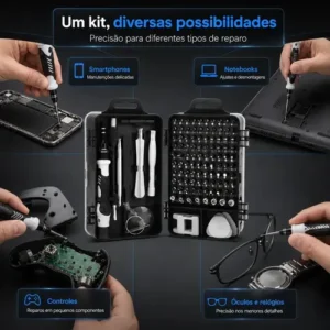 Kit Chaves de Precisão Hardline com 115 Peças, Magnético e Estojo para Celular e Notebook - Imagem 7