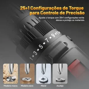 Parafusadeira E Furadeira Profissional 2 Baterias Sem Fio - Imagem 9