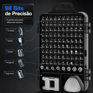 Kit Chaves de Precisão Hardline com 115 Peças, Magnético e Estojo para Celular e Notebook - Imagem 2