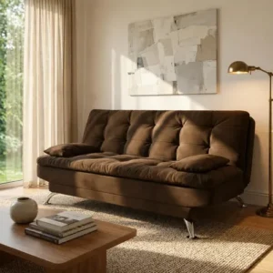 Sofá-cama 3 Lugares Casal Premium Ii Suede Café - Imagem 3