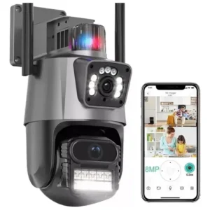 Câmera Segurança Wifi Ip Lente Dupla 2x 3mp Externa 360° A prova Dágua Cor Cinza - Imagem 1