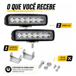 Kit 2 Farol De Milha Led Mini Barra 6 Leds 18w 12v - Imagem 6