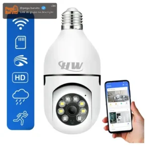 Câmera de Segurança IP Wi-Fi Lâmpada E27 HW 360° Full HD com Visão Noturna e Áudio - HW - Imagem 1