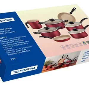 Jogo de Panelas Tramontina Turim 7 Peças em Alumínio com Revestimento Antiaderente Vermelho - Imagem 6