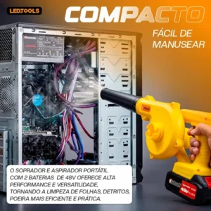 Soprador De Folhas Sem Fio Bateria Elétrico Com Saco Coleto - Imagem 5
