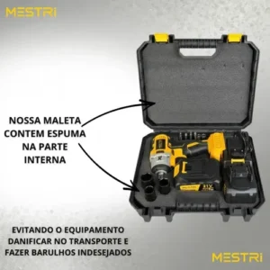 Chave De Impacto a Bateria Profissional Recarregável 4ah Brushless Parafusadeira Furadeira Alta Potência Sem Escova 2 Baterias MESTRI - Imagem 4