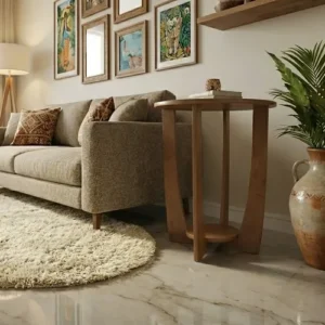 Mesa De Canto Sala Canadá Castanho Com Base Clássica Curva - Imagem 2