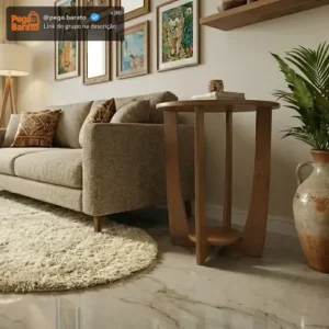 Mesa De Canto Sala Canadá Castanho Com Base Clássica Curva - Imagem 1