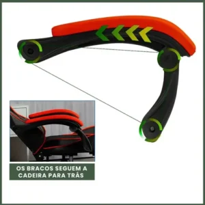 Cadeira Gamer Reclinável Ergonômica Com Apoio Para Pés e Cabeça de Couro Sintético Vermelho Sweet Studio - Imagem 5