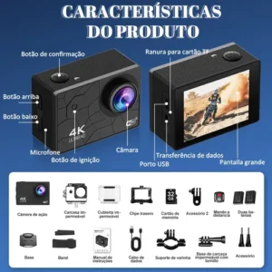Câmera De Ação À Prova D'água Hd 4k 2 Baterias+32gb Memória - Imagem 10