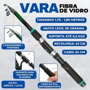 Pescamping Kit Pesca Completo 2 Varas Fibra De Vidro E 2 Molinetes Leve Com Linha Estojo E Maleta Com Acessórios - Tralha de Pescaria - Imagem 3