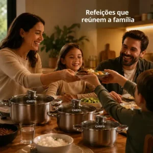 Jogo de Panelas Chef D Inox 3 Peças com Tampa de Vidro p/ Indução - Imagem 4