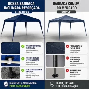 Tenda Gazebo 3x3 Sanfonada Praia Camping Eventos Azul - Imagem 10