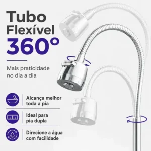 Torneira com Filtro para Cozinha Bica Flexível Móvel Em Abs Carbon Block Purificador De Agua Com Refil Instalado Registro 1/4 de Volta Gourmet Parede Luxo Chuveirinho 2 Modos de Jatos - Imagem 6