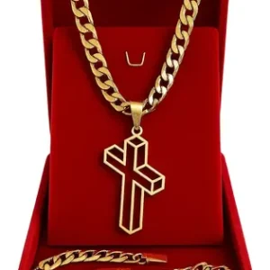 Kit Grumet Cordão Banhada A Ouro 70 Cm + Pulseira E Pingente - Imagem 5