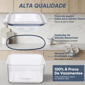 Conjunto 4 Potes Hermeticos Transparente Vasilhas Plasticas - Imagem 4