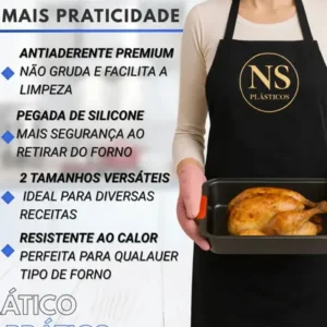 Kit 2 Assadeira Antiaderente Retangular Grande Funda Travesssa Forma Antiaderente Forma Bolo Doces Assadeiras Bolo Resistente Teflon - Imagem 3