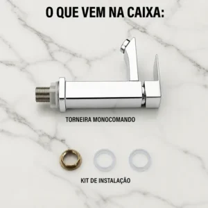 Torneira Banheiro Monocomando Luxo De Metal Quadrada Premium - Imagem 5