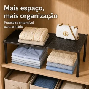 Organizador De Armário Extensível 37 A 62cm Preto - Imagem 5