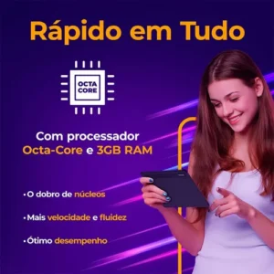 Tablet Positivo Vision TAB 7 - Processador Octa-Core 3GB RAM 64GB Armazenamento Tela 7” IPS Bateria 3100mAh, Android 14 Go, Wi-fi - Preto - Imagem 6