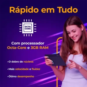 Tablet Positivo Vision TAB 7 - Processador Octa-Core 3GB RAM 64GB Armazenamento Tela 7” IPS Bateria 3100mAh, Android 14 Go, Wi-fi - Preto - Imagem 6