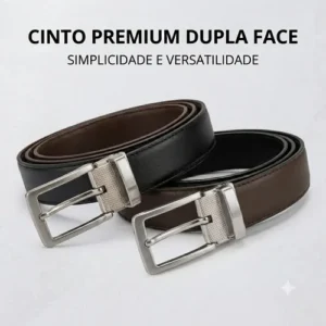 Cinto Masculino Couro Sintético Fivela Preta Dupla Face - Imagem 5