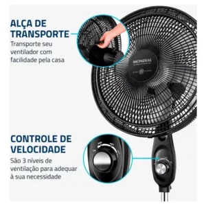 Ventilador de Coluna 40cm Super Power VSP40C 6 Pás 3 Velocidades Mondial 127v - Imagem 3