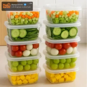 Kit 10 Potes Marmita Fitness 300ml Bpa Free Microondas - Imagem 1
