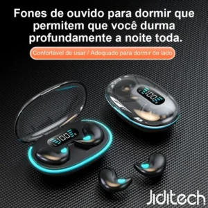 Jiditech Fones de Ouvido Invisible Fones de Ouvido Sem Fio Invisíveis para Dormir Bluetooth 5.3 Ultra Slim X55 de Baixo Consumo de Energia, Carregamento Rápido, Som Estéreo HiFi, Ideais para Dormir - Imagem 3