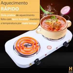Fogão Fogareiro Elétrico Portátil 2 Bocas 2000w 110v Potente - Imagem 5