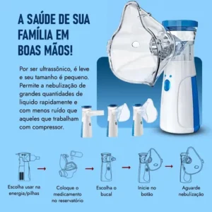 Kit Nebulizador Portátil+ Termômetro Digital+ Saturimeto O2 - Imagem 11
