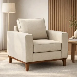 Poltrona Beny Luxo Pes Madeira Linho Reforçada Sala Quarto - Imagem 3