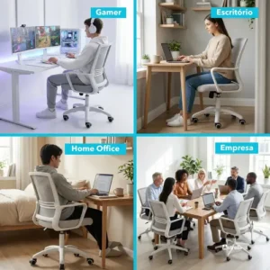 Cadeira Escritório Astrella Vega Ergonômica E Giratória Cinza Malha - Imagem 8