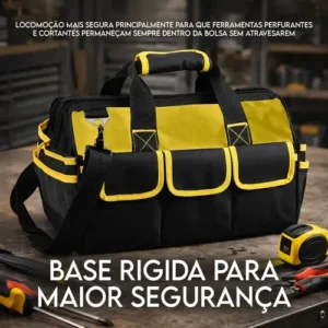 Bolsa Maleta De Ferramentas Grande Reforçada 16 Bolsos Para Eletricista E Profissionais - Fundo Firme Em Borracha - Preto E Amarelo Travunker - Imagem 7