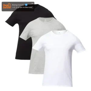 Kit Com 3 Camisetas Masc Básicas Slim Gola Redonda Hering - Imagem 1