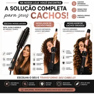 Escova Modeladora Alisadora 2 Em 1 Cacheia E Alisa Premium - Imagem 4