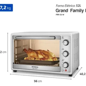 Forno Elétrico 52L Grand Family II, Mondial, Branco/Inox, 1800W FRN-52-W - Imagem 8