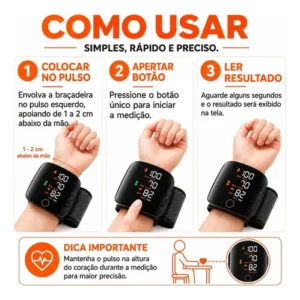 Aparelho De Pressão Digital Pulso Portátil Recarregável Usb - Imagem 4