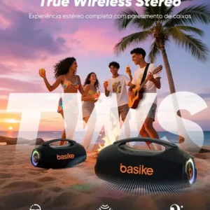 Basike Caixa de Som Boombox Plus 80W 8000Mah Portátil Bluetooth 5.3 Sem fio IPX6 À Prova D'água Com Luz RGB Hifi TWS Bass Forte Amplificada Alto falante Bombox TV Festa Casa Soundbox Subwoofer RAD337 - Imagem 6