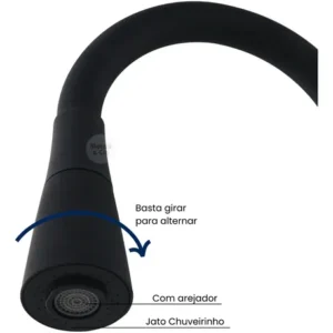 Torneira Gourmet Parede Cozinha Preta Flexível 2 Jatos Chuveirinho Cone 1/4 Volta Luxo Premium Silicone Cone Mais Vendida Preto Fosco - Imagem 6