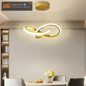 Lustre Pendente Led Modern, Luminaria De Teto 3 Em 1 Dourado - Imagem 1