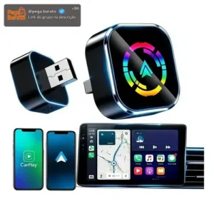Adaptador Android Carplay Auto Wireless Bluetooth/ Wi-fi 2 Em 1 Voz Inteligente Usb-c - Imagem 1