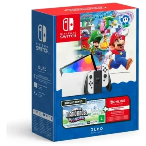 Console Nintendo Switch Oled Nintendo Bundle Super Mario Bros Wonder 3 Meses Nintendo Switch Online 64gb - Imagem 1