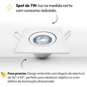 Kit 10 Spot Led Easy 7w 6500k Bivolt Embutir Quadrado Alut - Imagem 3