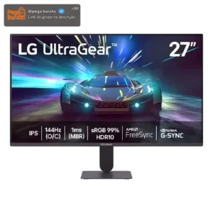 LG UltraGear Monitor Gamer 27" IPS 144Hz (O/C) 1ms (MBR) Full HD (1920x1080) HDR10 NVIDIA G-SYNC AMD FreeSync, Preto - 27G411A - Imagem 1